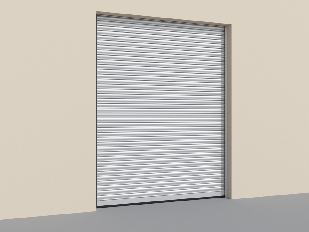 Po'latdan yasalgan rulonli eshiklar, to‘liq RHS117 profilidan tayyorlangan to‘r bilan.